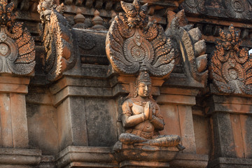 Sculpture on Hinduism religious temple. Part of Hampi ancient civilization