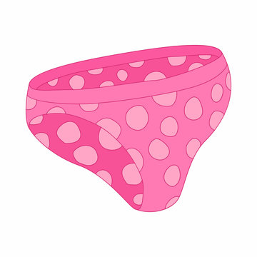 Female pink dotted pants icon, cartoon style
