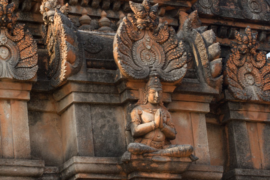 Sculpture on Hinduism religious temple. Part of Hampi ancient civilization