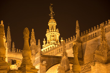 The cathedral a summer night in Seville