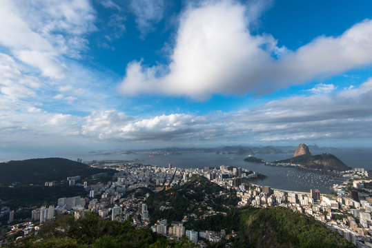 Moody sky above Rio de Janeiro city with the Sugarloaf Mountain