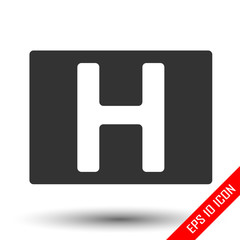 Letter H icon. Sign for hotels. Simple flat logo of hotel sign isolated on white background. Vector illustration.