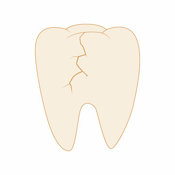 Cracked tooth icon, cartoon style