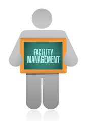 facility management holding sign