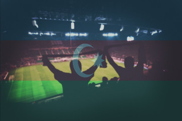 sport stadium with fans and blending Azerbaijan flag