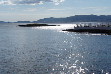Seascape of Mallorca, Spain with sea and mountains 