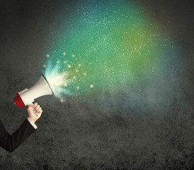 Hand holding megaphone