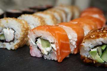 Various delicious Types of Sushi Rolls
