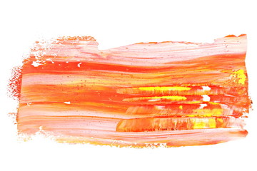 photo orange yellow grunge brush strokes oil paint isolated on white background