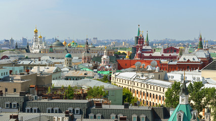 Fototapeta na wymiar Moscow roofs. View of city from above