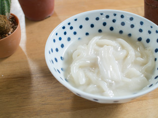 Thai sweetmeat made of vermicelli, coconut milk and sugar ( Pla Krim )