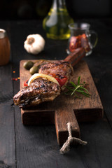 Grilled skewers with spices and vegetables