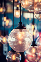 Beautiful luxury Retro edison light bulb decor glowing.