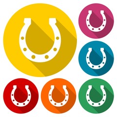 Vector horseshoe icons set with long shadow