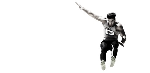 Sportsman jumping on a white background