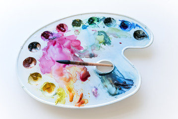 Art palette with blobs of paint