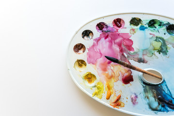 Art palette with blobs of paint