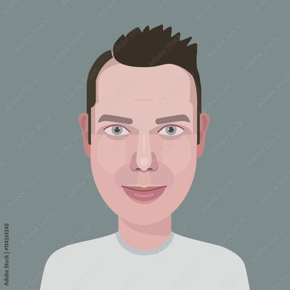 Poster flat vector character. vector avatar with eyes. smiling vector portrait