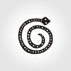 African folk style symbol monochrome snake