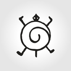 African folk style symbol monochrome turtle