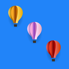 Obraz premium Origami large balloons with gondolas made of paper