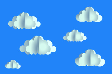 Origami pattern many cloud made of paper