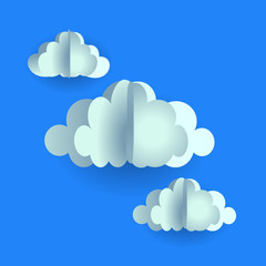 Origami large clouds of paper