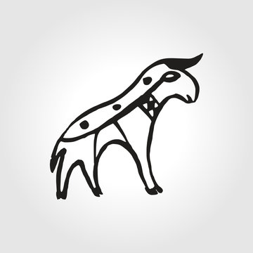 African folk style symbol monochrome antelope
