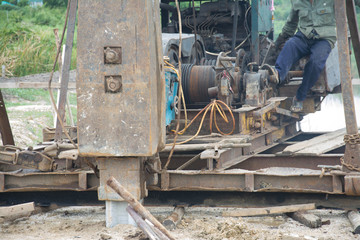 rig piling in the construction site