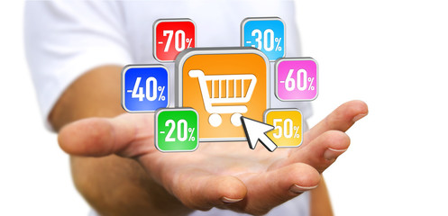 Young man shopping during sales period