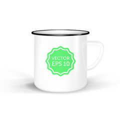vector enamel mug isolated on white background