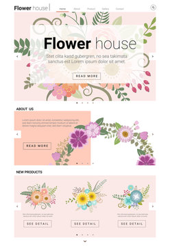 Floral website template  banner and infographic , vector , illustration