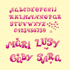 fairy tale princess lettering. vector illustration