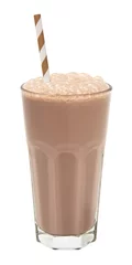 Printed kitchen splashbacks Milkshake chocolate milkshake in a tall glass isolated 