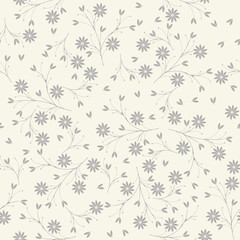 Elegant seamless pattern with flowers and petals on ivory backgr