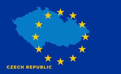 Flag of European Union with Czech Republic on background