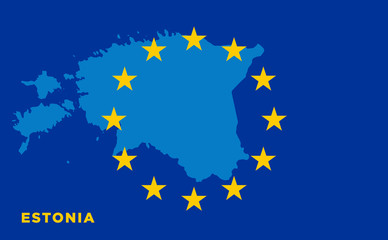 Flag of European Union with Estonia on background