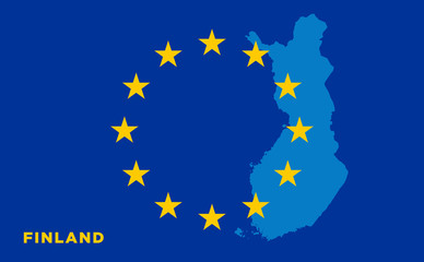 Flag of European Union with Finland on background