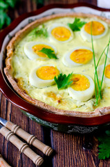 Quiche with cabbage and eggs