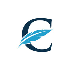 initial letter with feather