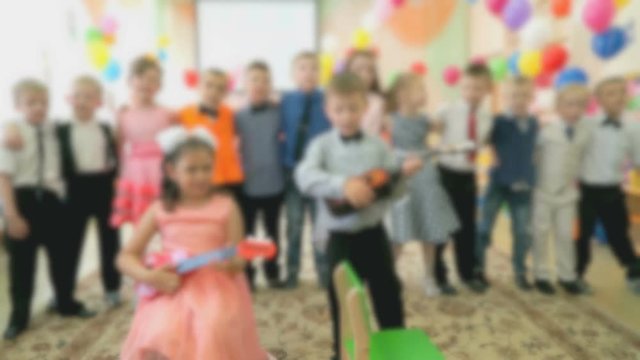 Children sing songs at the kindergarten