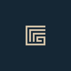 Unusual geometric letter G. Architecture vector logo. Isolated monogram.