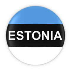 Estonian Flag Button with Estonia Text 3D Illustration