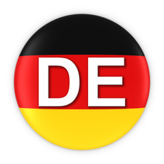 Germany Flag Button with Two Letter Country ISO Code 3D Illustration