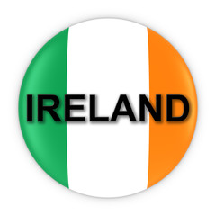 Irish Flag Button with Ireland Text 3D Illustration