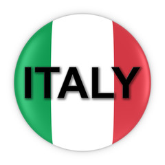 Italian Flag Button with Italy Text 3D Illustration
