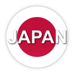 Japanese Flag Button with Japan Text 3D Illustration