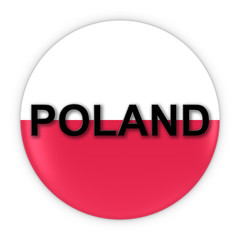 Polish Flag Button with Poland Text 3D Illustration