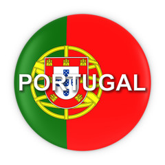 Portuguese Flag Button with Portugal Text 3D Illustration