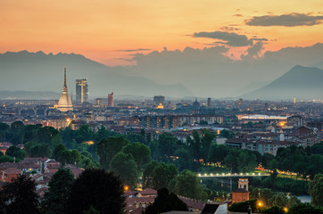 Turin (Torino) high definition panorama with the complete city skyline including the Mole Antonelliana